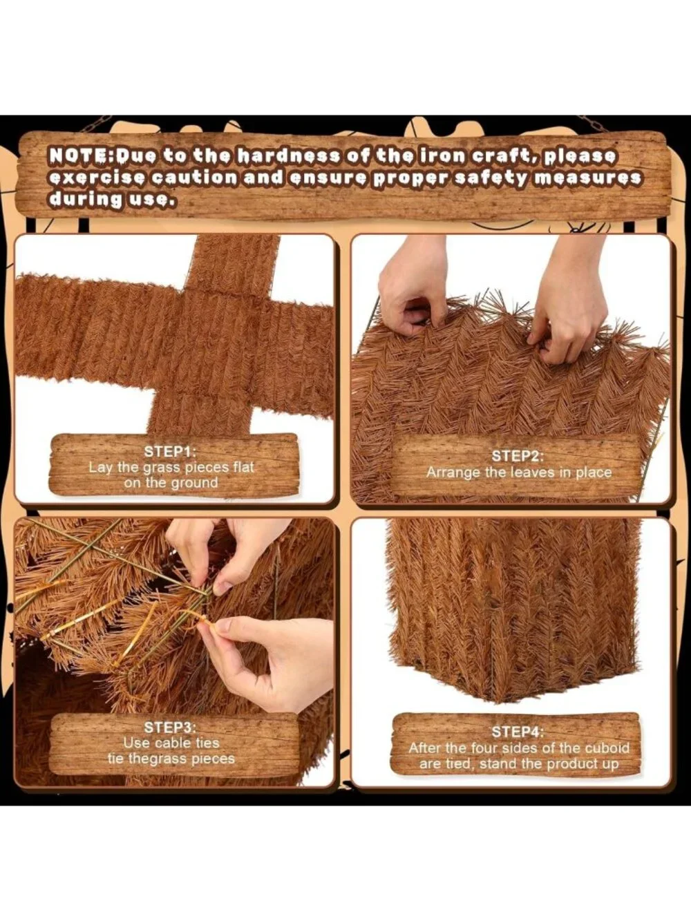 Set of 3 Decorative Faux Hay Straw Bales - Fall Harvest Home Decor, 18x14x14